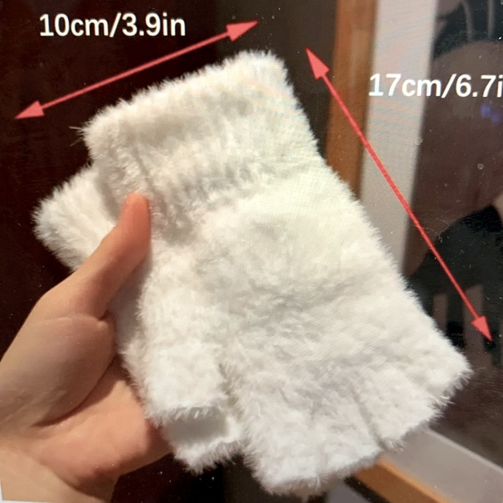 1 Pair CozyWinter Women'S Fingerless Gloves, Color White